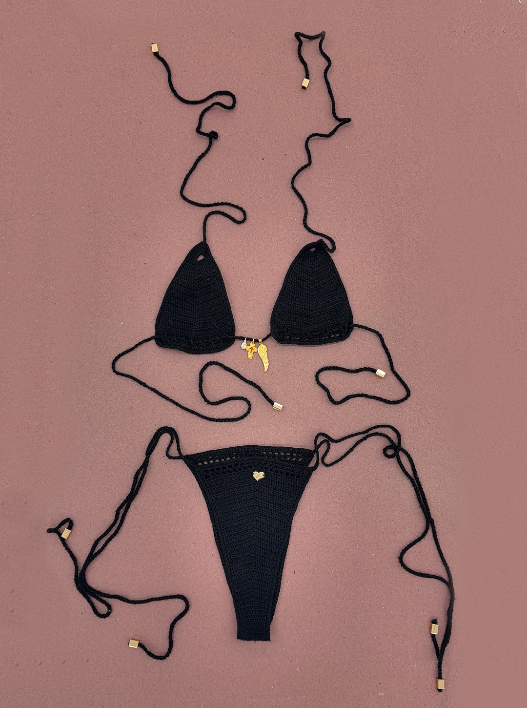 Sol Triangle Bikini Top | Noir Crochet