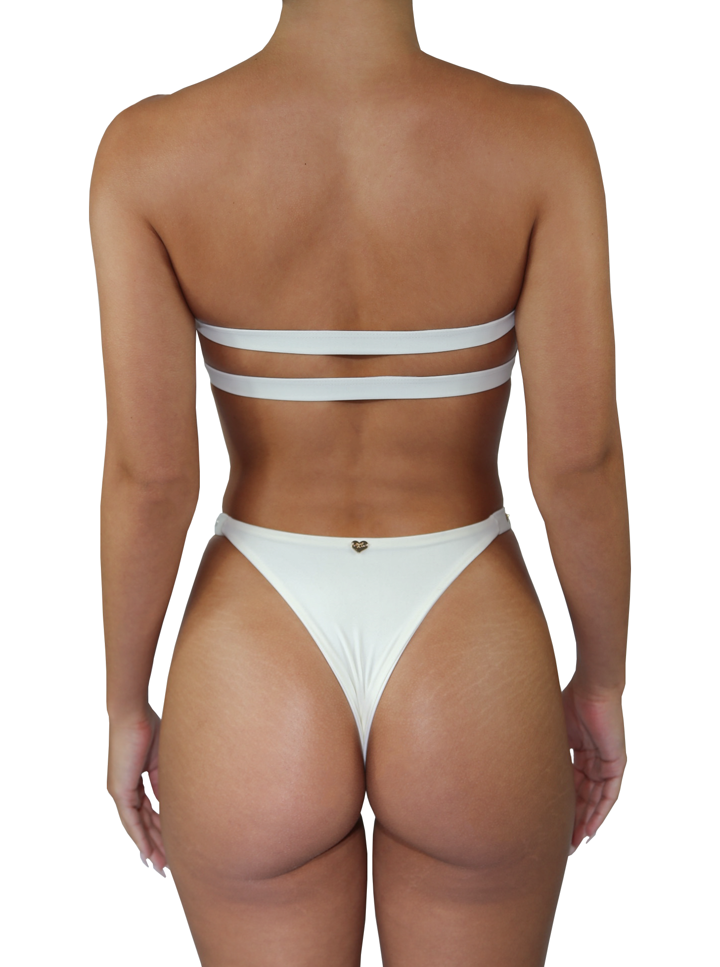 Model showing cheeky coverage of My Darling high-waisted bikini bottom, perfect for a confident and stylish beach look