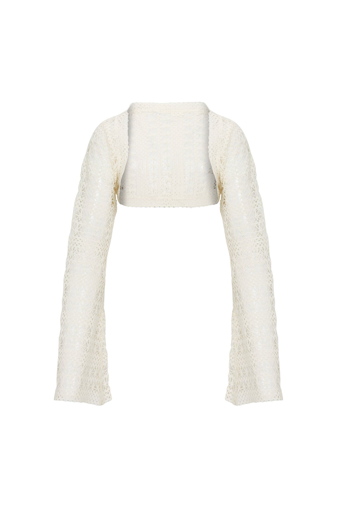 Chica Bell-Sleeved Bolero | Beige Crochet