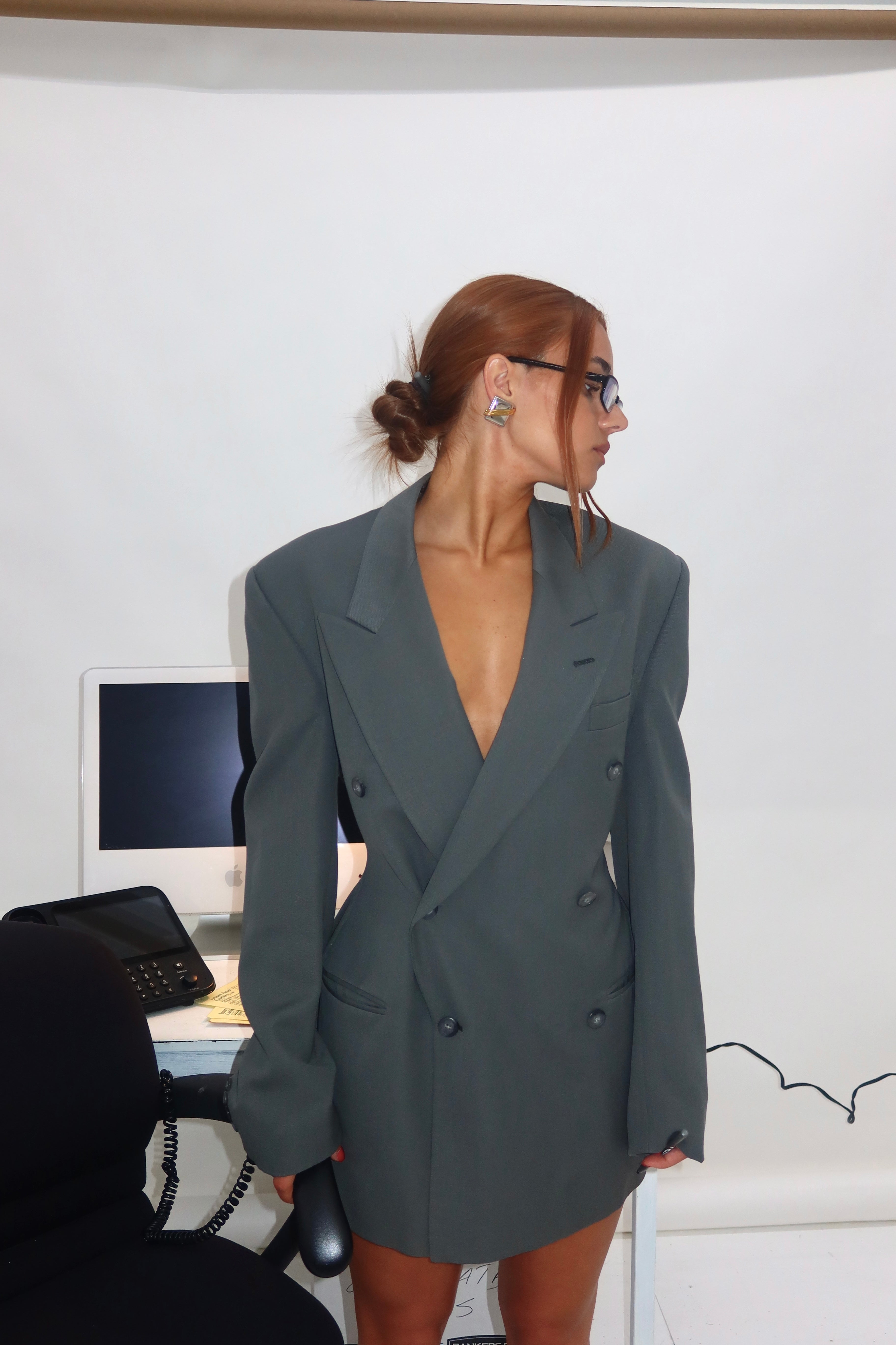 DOUBLE BREASTED BLAZER DRESS | CHARCOAL