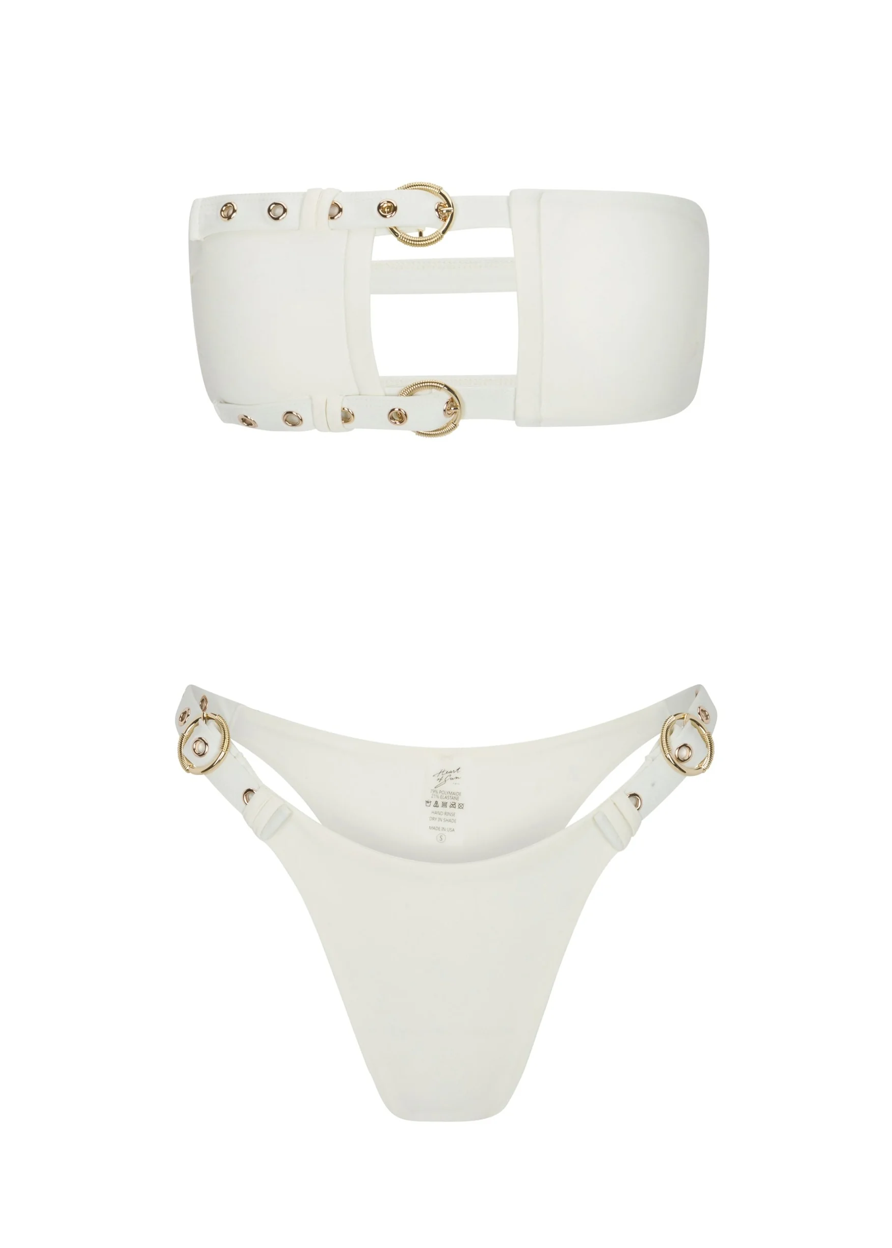 High-waisted My Darling bikini bottom with adjustable custom buckles and cheeky coverage, perfect for poolside or beachwear