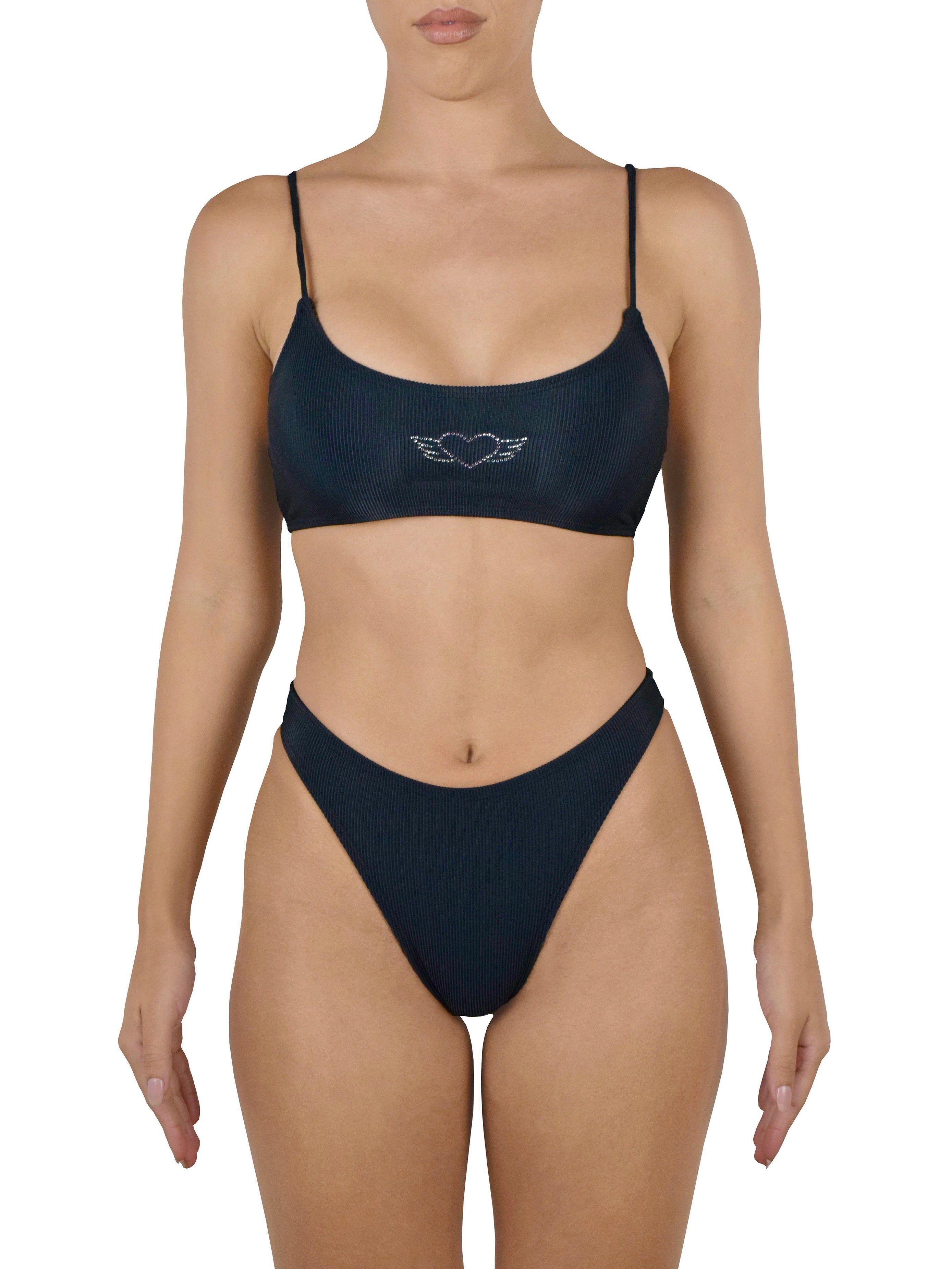 BABYGIRL RIBBED BIKINI BOTTOM | BLACK Bikini Bottom Heart Of Sun Swim