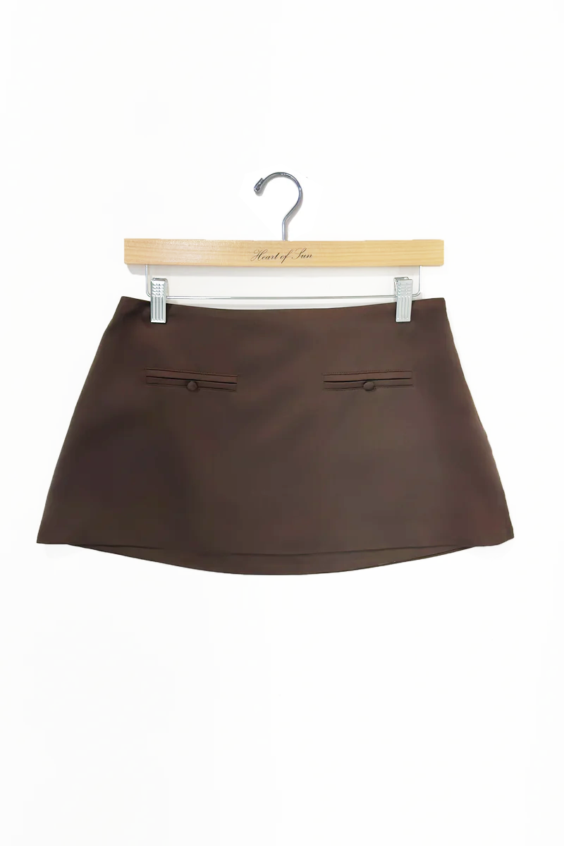 Amour Mini Skirt | Chocolate Satin