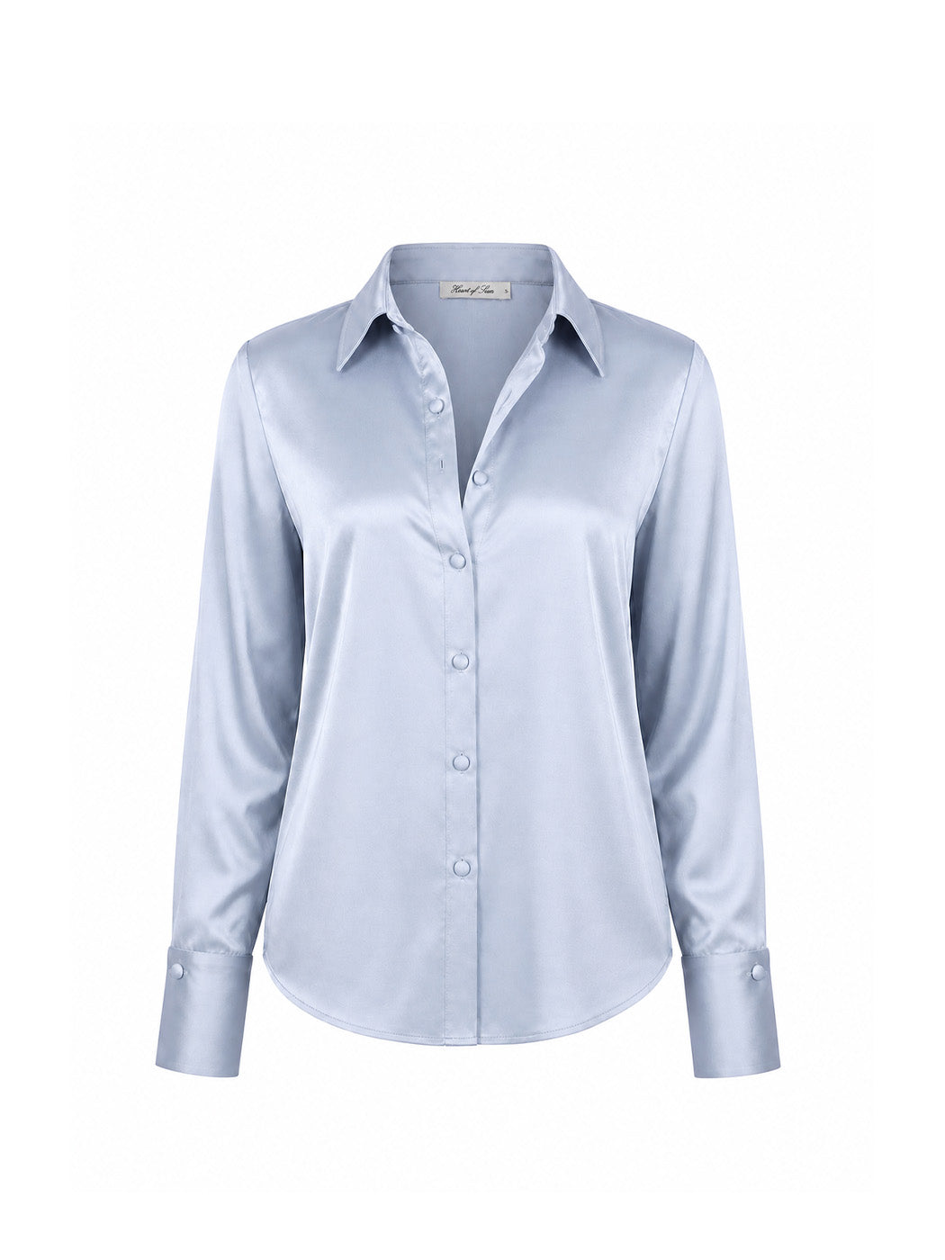 Carla Button Down Top | Azure Satin