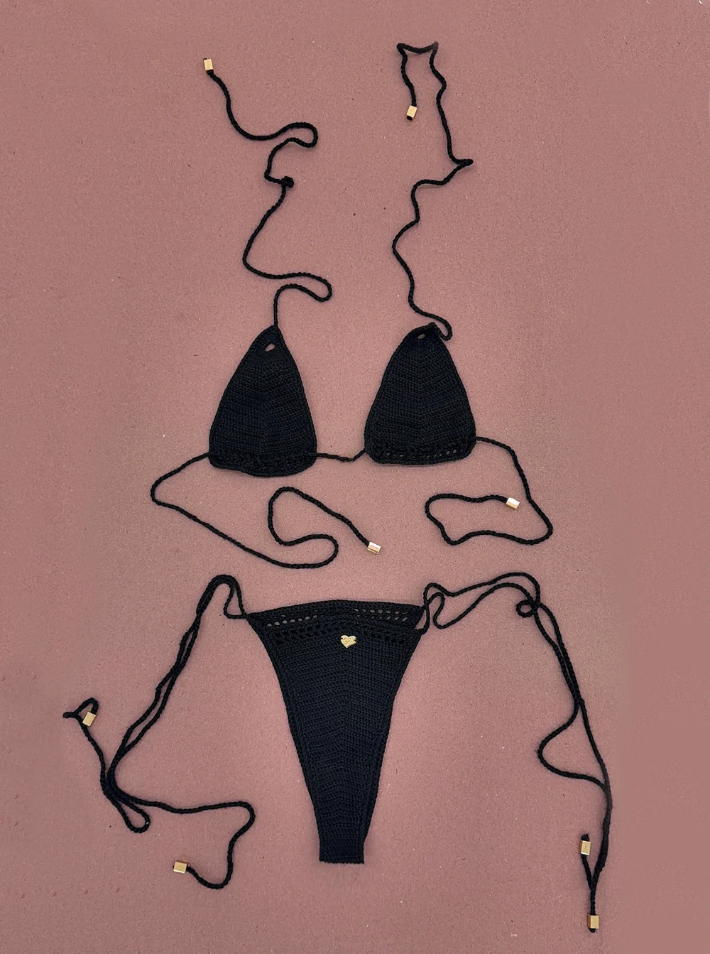 Sol Triangle Bikini Top | Noir Crochet