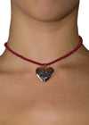 Heart of Gold Pendant Choker | Red Rope