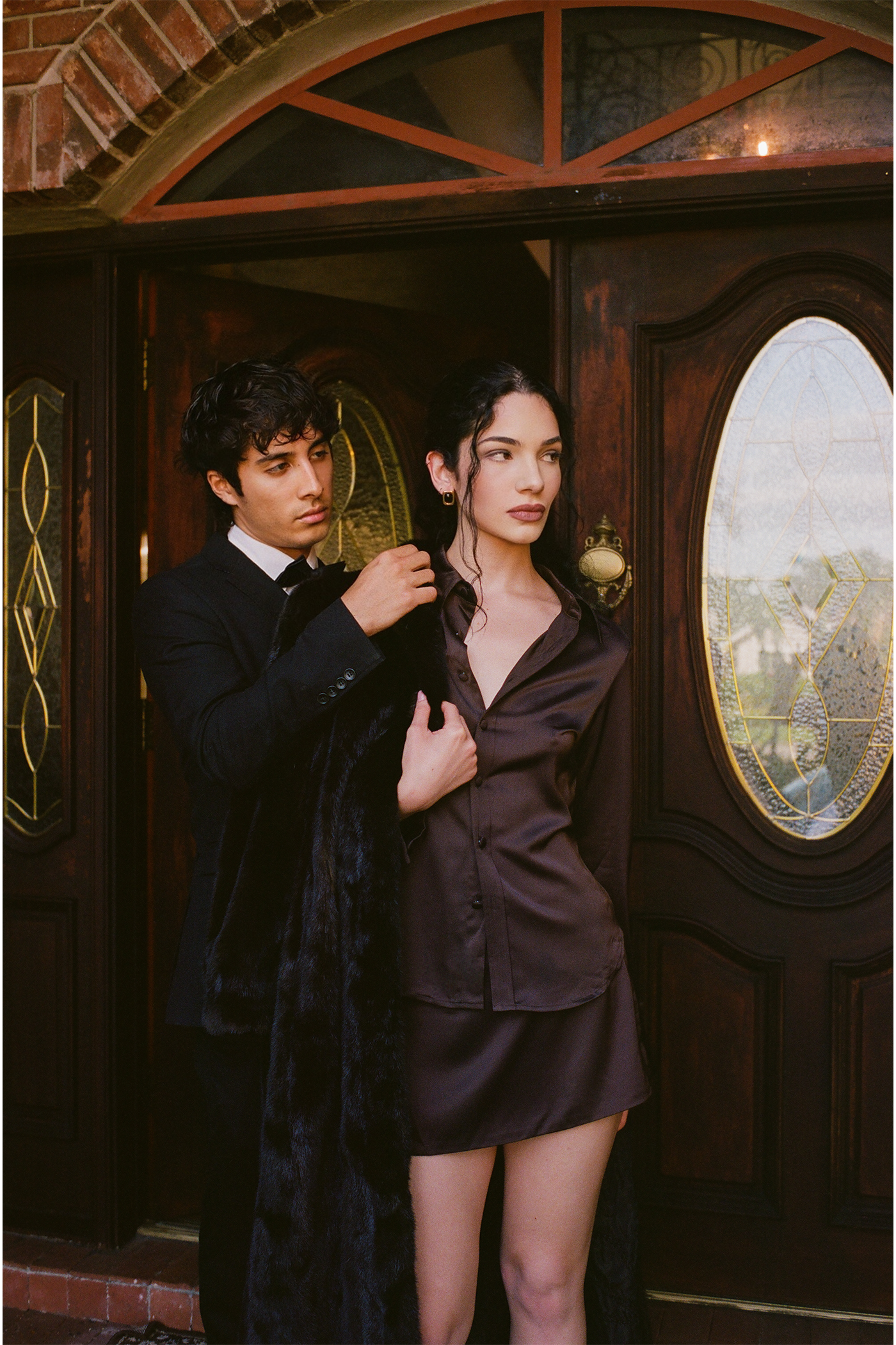 Amour Mini Skirt | Chocolate Satin