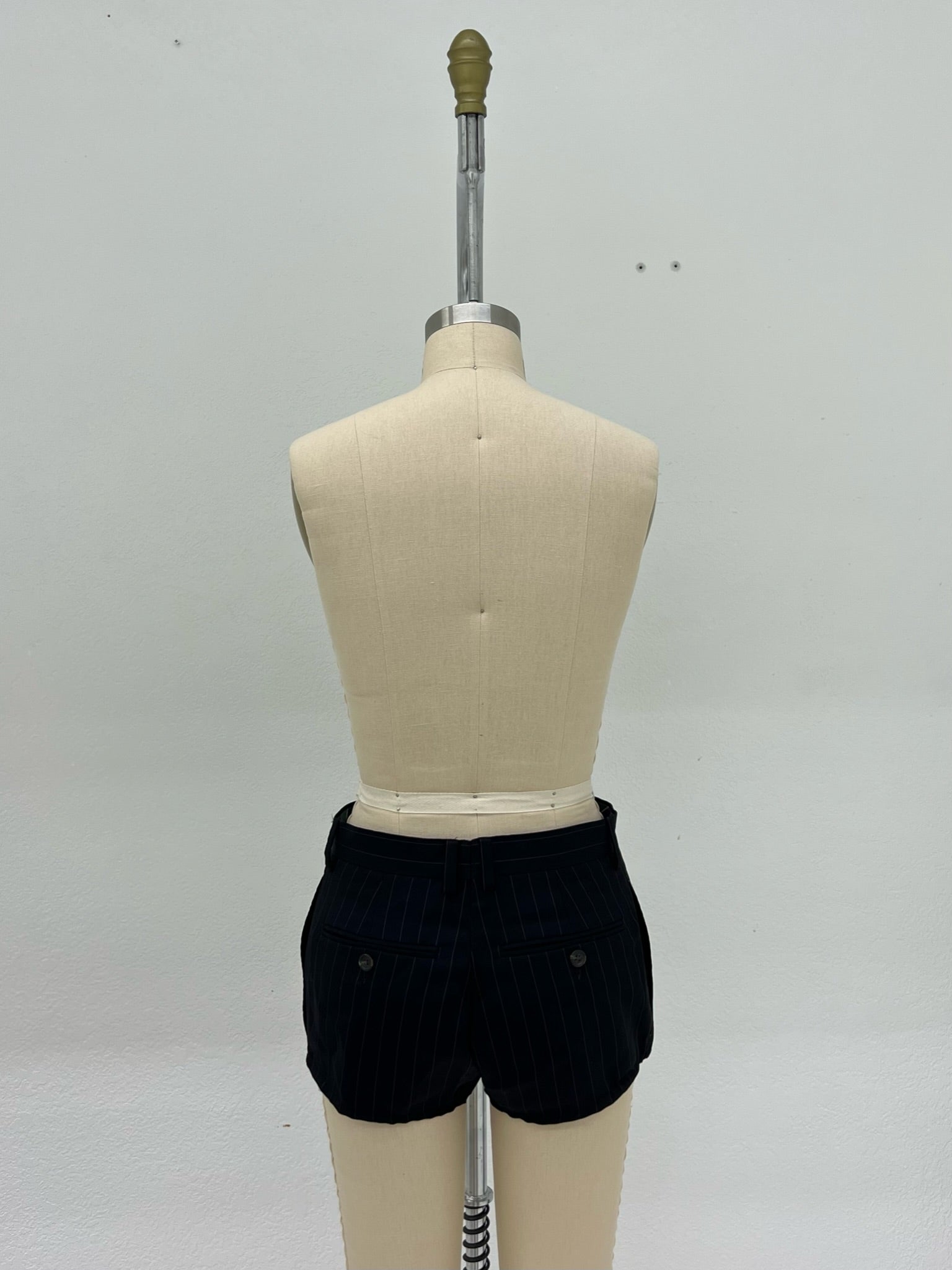 TROUSER MICRO SHORTS | BLACK PINESTRIPE