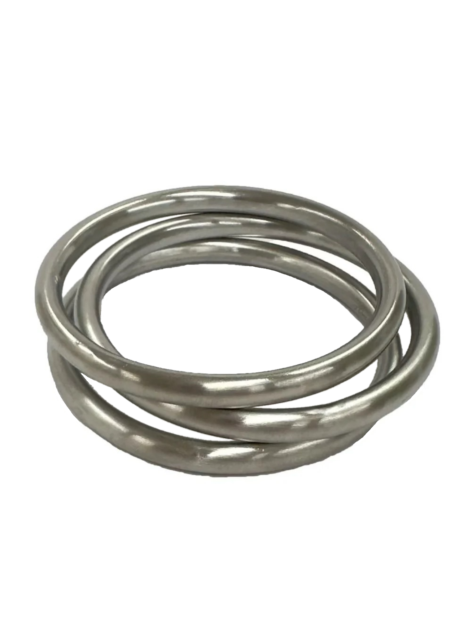 Set of 3 silver flat finish Eden bangles with 2.5-inch diameter, perfect for versatile styling and polished looks