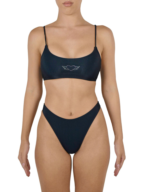 BABYGIRL RIBBED BIKINI BOTTOM | BLACK Bikini Bottom Heart Of Sun Swim 
