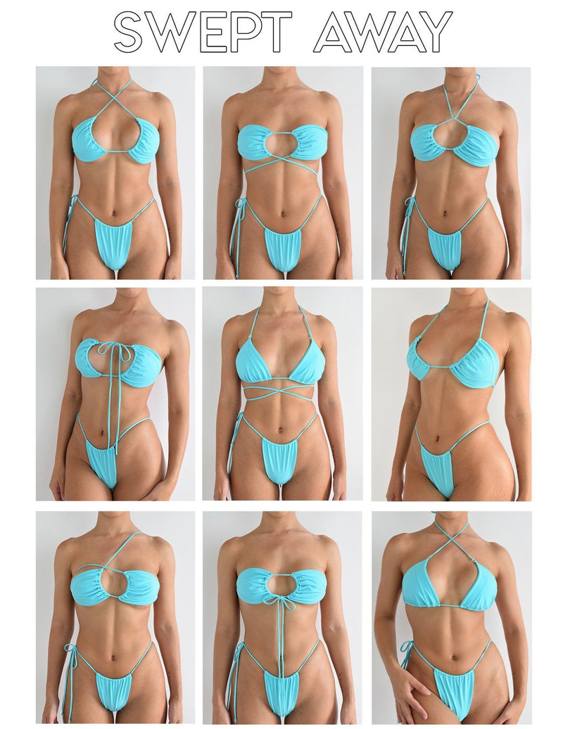 SWEPT AWAY BIKINI TOP | BLUE METALLIC VELVET Bikini Top Heart Of Sun Swim 
